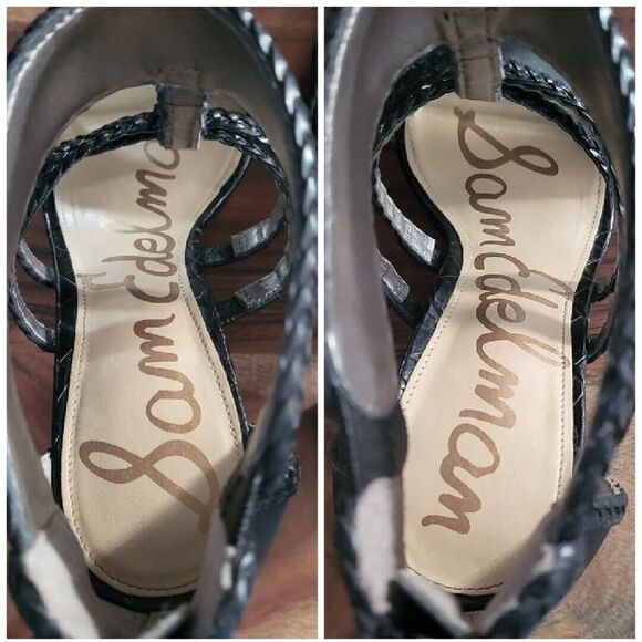 SAM EDELMAN Yordana Sandal Block Heel Braided Ankle Strap Black Women’s Size 9M - Picture 7 of 16